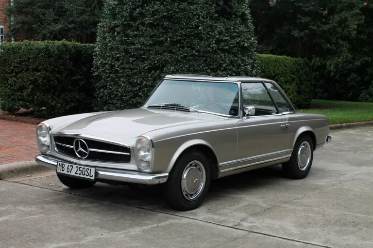 a sharp W113 showing off all of her top of the line classic Mercedes parts