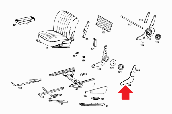 Used Lower Left Side Seat Mechanism Cover for Mercedes W108 W109 1089130328 - Image 3