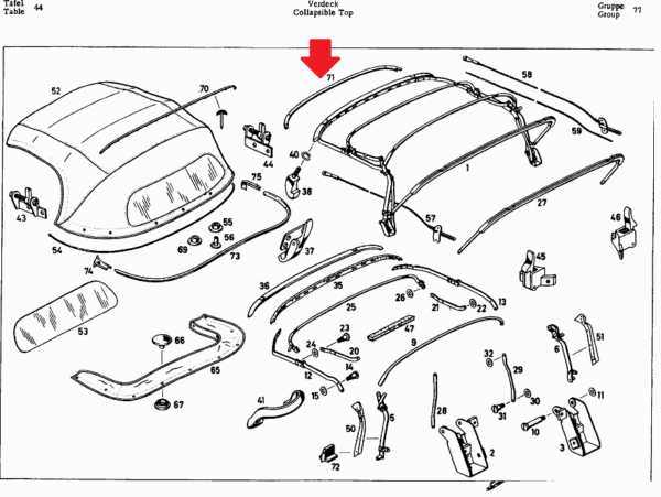 OEM Soft Top Front Seal fits Mercedes W121 190SL 1217700098 - Image 4