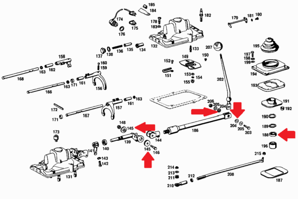 Manual Transmission Gear Linkage Bushing Kit W108 W110 W111 W113 W121 - Image 3