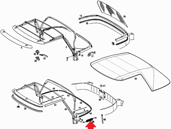 Soft-Top Spring fits Mercedes W113  230sl 250sl 280sl Pagoda  (63-71) 1137790436 - Image 2