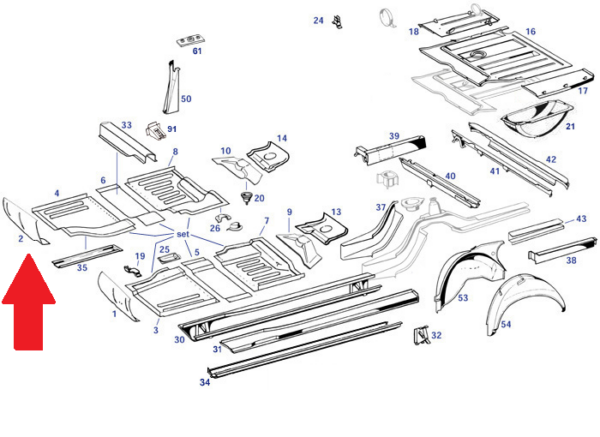 Right footwell fits Mercedes 230sl 250sl 280sl W113 - Image 3