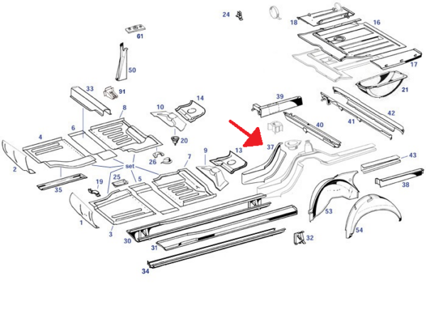 Left Frame rail rep.section rear fits Mercedes 230sl 250sl 280sl W113 - Image 5