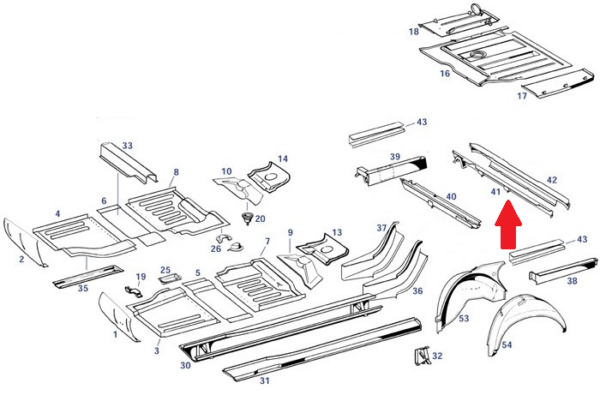 Rear Cross Member Front Shell with Exhaust Support fits Mercedes W113 230SL 250SL 280SL 1136100114 - Image 2