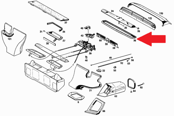 Fresh Air Grille Flap Seal W113 230SL 250SL 280SL 1138311098 - Image 2