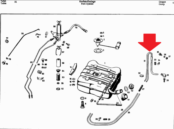 Fuel Tank Breather Vent Line in Wheel Arch Fits Mercedes W121 190SL 1214700125 - Image 2