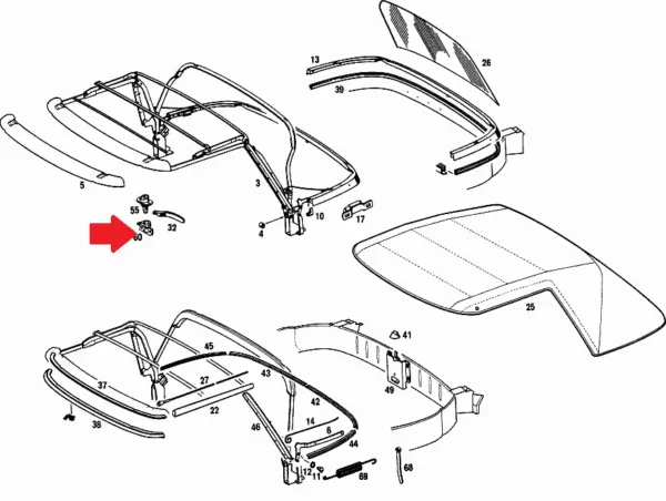 Set Of Used Convertible Top Mount Latches Mercedes W113 230 250 280SL 1137700264 - Image 4