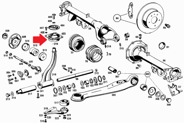 Rear Axle Support Mount in Trunk Fits Mercedes W108 W111 W113 1103500675 - Image 2
