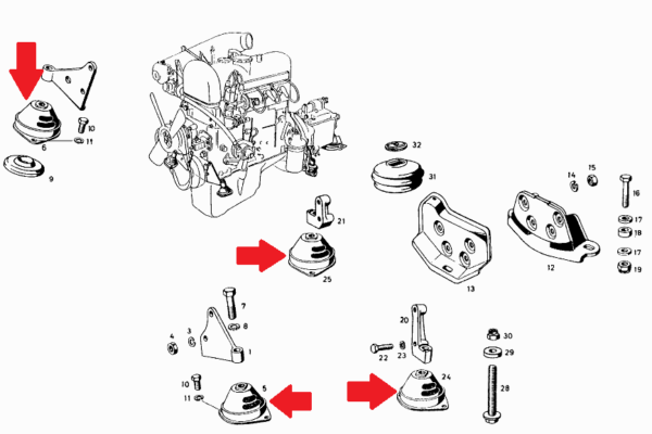 Pair of Motor Mounts for W121 190SL 1202230412 1202230512 - Image 3