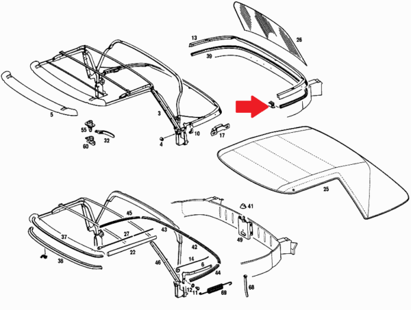 Rear Soft Top Seal fits Mercedes W113 230SL 250SL 280SLL 1137250166 - Image 2