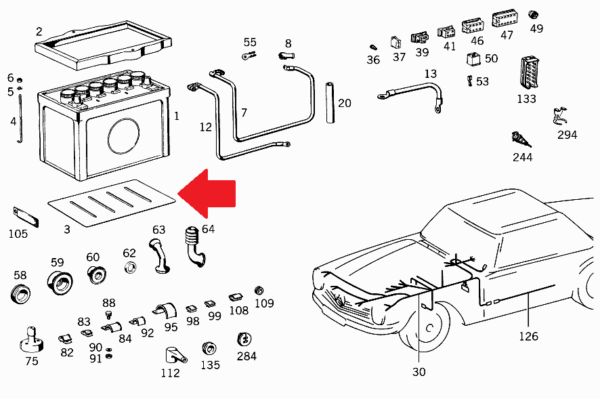 Battery Tray Bottom Plate for Mercedes W113 230SL 250SL 280SL 1105410035 - Image 2