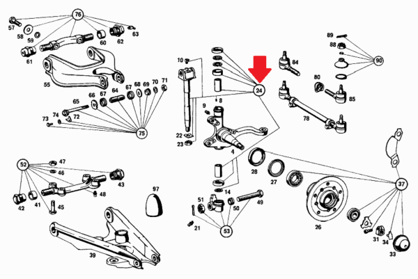Steering King Pin Repair Kit fits Mercedes W108 W109 W111 W113 1115860033 - Image 2