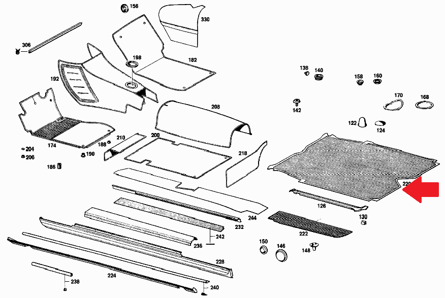 JAWERK Bonnet Insulation Mat For Mercedes-Benz W108 W109 – 15mm, Self-Adhesive, Black (German Made)