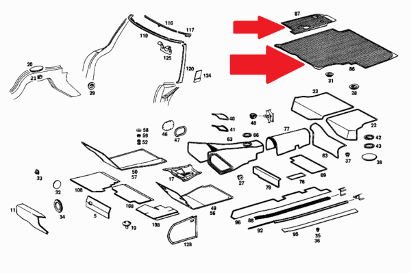 Large and Small Trunk Mat Fits Mercedes W113 230SL 250SL 280SL 1136840104 - Image 2