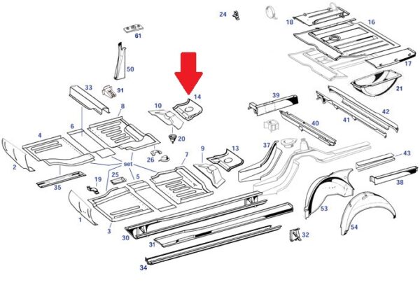 Right Back Floor Panel fits Mercedes 230SL 250SL 280 W113 - Image 2