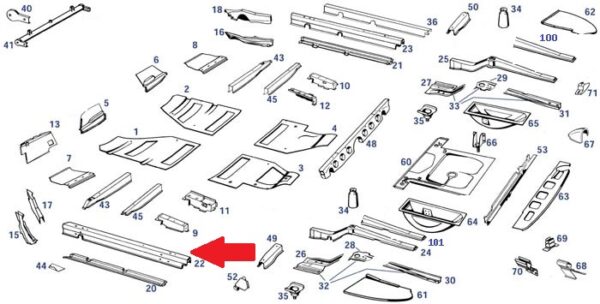 Side Upper frame rail Left fits 190sl 1216100509 - Image 2