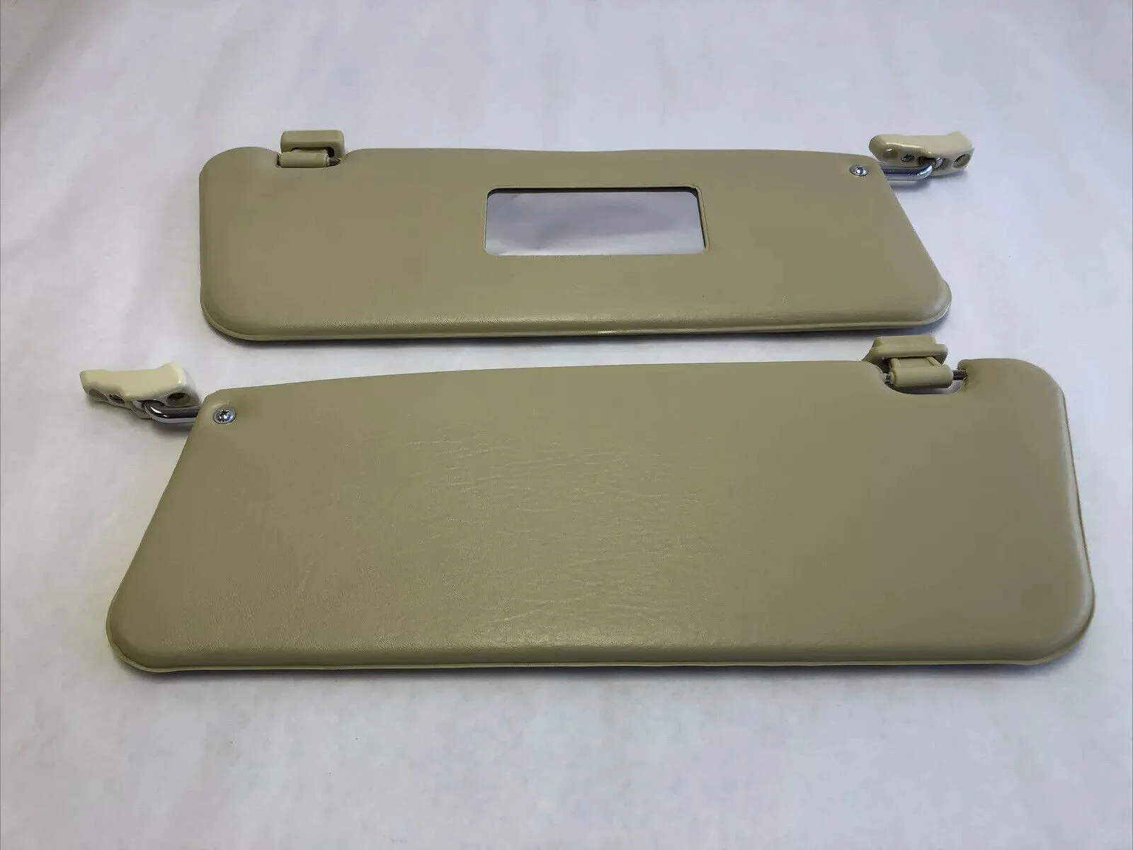 Pair of Cream Colored Sun Visors with Clips Fits R107