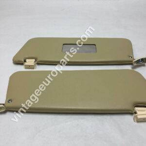 PAIR OF NEW RHD SUN VISORS FITS MERCEDES SL R107 CREAM WITH MIRROR & CLIPS