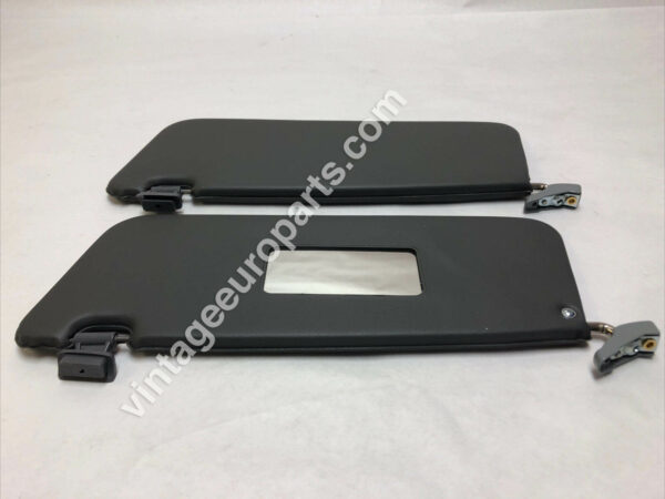 PAIR OF NEW RHD SUN VISORS FITS MERCEDES SL R107 GREY WITH MIRROR & CLIPS