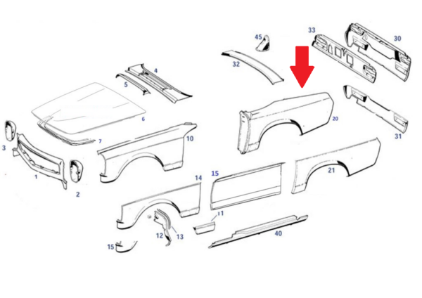 Left Side Quarter Panel fits Mercedes W113 230SL 250SL 280SL Pagoda 1136400509 - Image 4