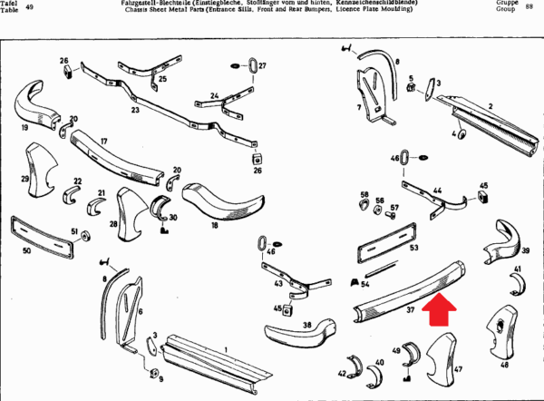 New Rear Center Bumper for Mercedes W121 190SL 1218800073 - Image 4