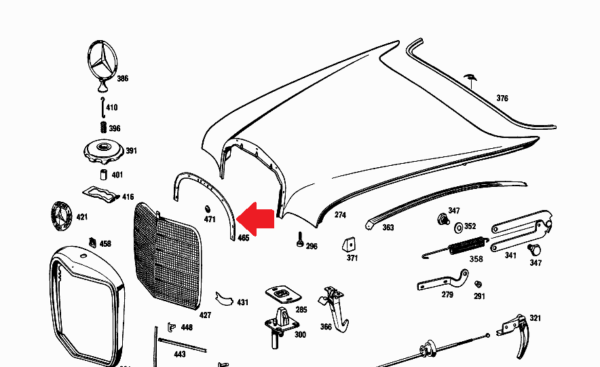 Rubber Grill Seal fits Mercedes W108 W109 1088880098 - Image 5
