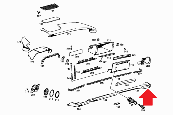 Used Bottom Right Dash Pad For Mercedes W113 1136807306 #4 - Image 2