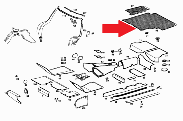 OE Equivalent Gray Large Trunk Mat Fits Mercedes W113 Pagoda 1136840104 - Image 3