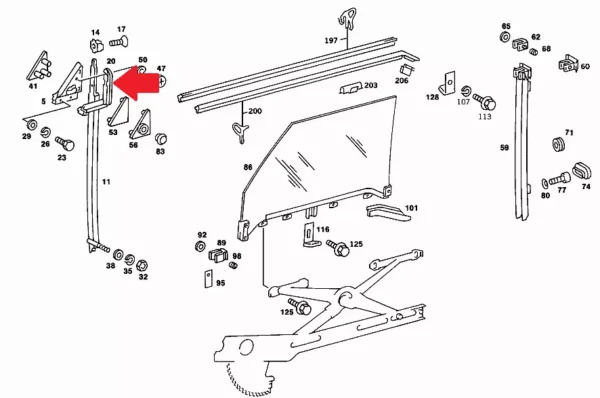 Front Left Window Guide Fits Mercedes R107 1077250125 - Image 3