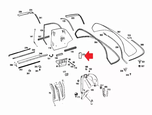 Set of Rear Side Window Seals Fits Mercedes W111 Coupe 1116735198 / 1116735298 - Image 3