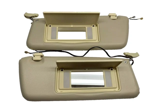 Pair of Cream Colored Sun Visors with Vanity Mirrors Fits R107 560SL