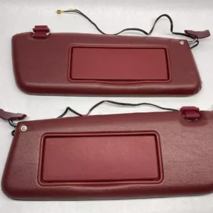Pair of Burgundy Colored Sun Visors with Vanity Mirrors Fits R107 560SL