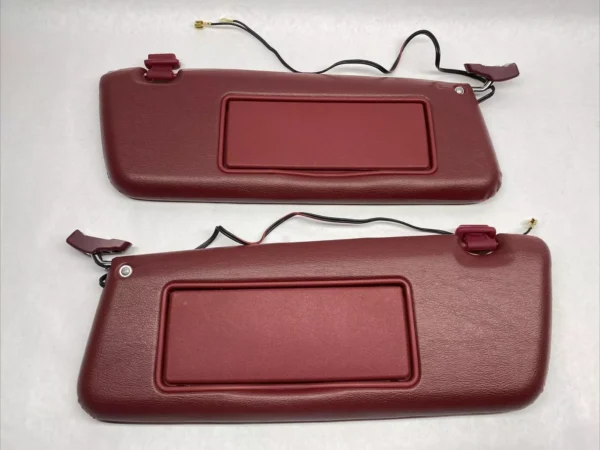 Pair of Burgundy Colored Sun Visors with Vanity Mirrors Fits R107 560SL
