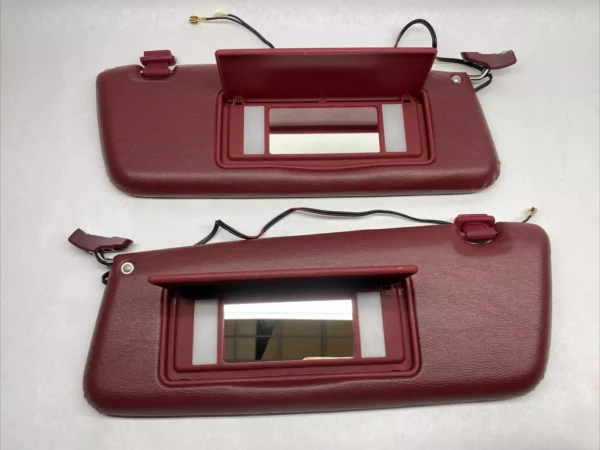 Pair of Burgundy Colored Sun Visors with Vanity Mirrors Fits R107 560SL - Image 2