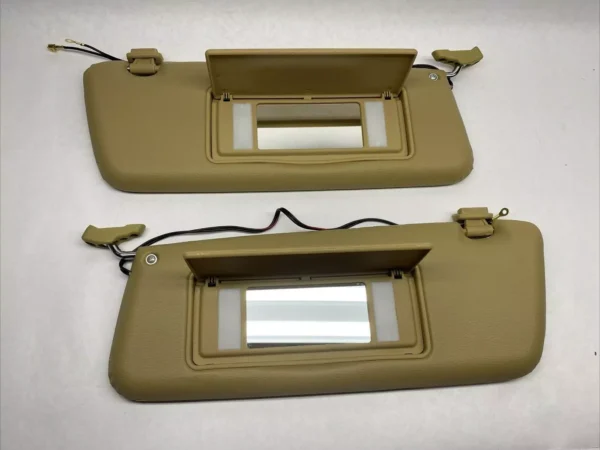 Pair of Beige Colored Sun Visors with Vanity Mirrors Fits R107 560SL - Image 2