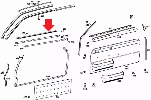 2pcs Upper Door Molding Set fits Mercedes W114 Coupe 1157280130 1157280230 - Image 2