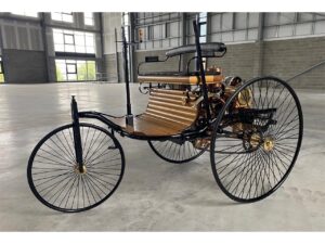 This photo of a motorwagon marks the creation of the Mercedes-Benz company as this was it's very first vehicle.