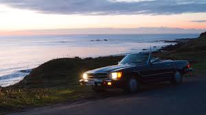 A 190SL Mercedes pulling off the Pacific Coast Highway