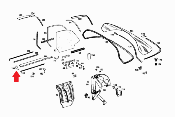 Used Pair of Upper Door Jam B Pillar Covers fits Mercedes W111 W112 Coupe Cabrio - Image 4