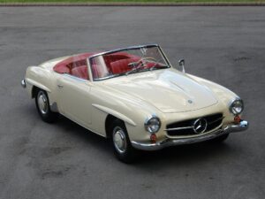 A picture of the 190SL. The History of the Mercedes 190SL started in the 1950's and you can tell due to the design.