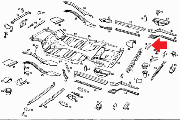 Right Rear Frame Support Fits Mercedes W121 190SL 1216110224 - Vintage ...